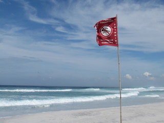 High winds cut the dangerous currents' warning flag.