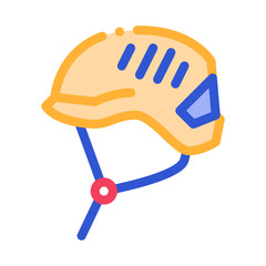 Protection Helmet Alpinism Equipment Vector Icon Thin Line. Compass, Mountain Direction And Burner Mountaineering Alpinism Equipment Concept Linear Pictogram. Contour Outline Illustration