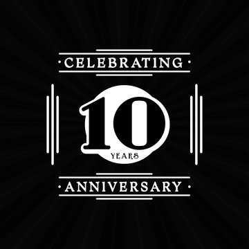 10 years anniversary celebration design template. 10th logo. Vector and illustration.