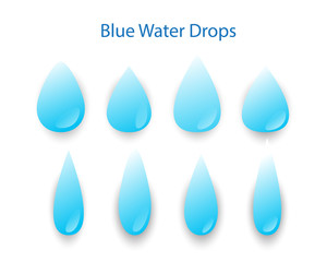 Set of blue water drops, vector design