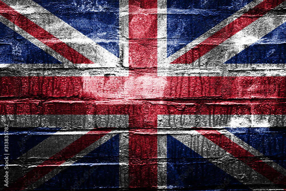 Poster flag of great britain with texture. template for design