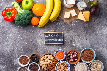 Lacto vegetarian diet concept. Healthy food