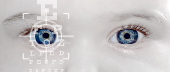 Close up of an Baby eye and vision test