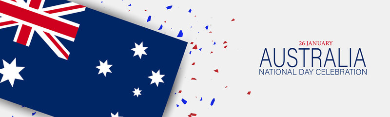 Happy Australia Day poster or banner. National holiday background design. Website or newsletter header. Vector illustration.