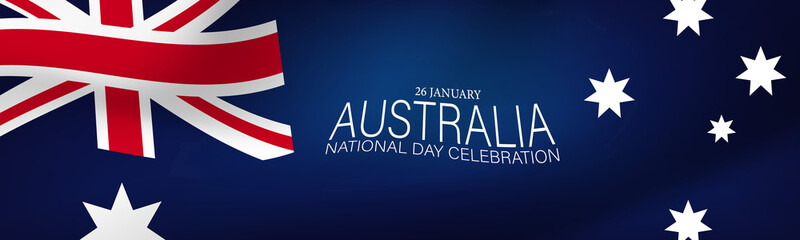 Happy Australia Day poster or banner. National holiday background design. Website or newsletter header. Vector illustration.