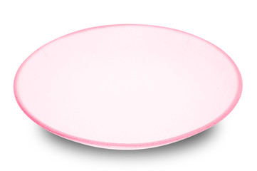 Red plate isolated on white background.