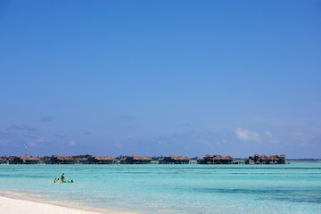 Gili Lankanfushi Maldives Resort seen from Paradise Island (Lankanfinolhu), Maldives