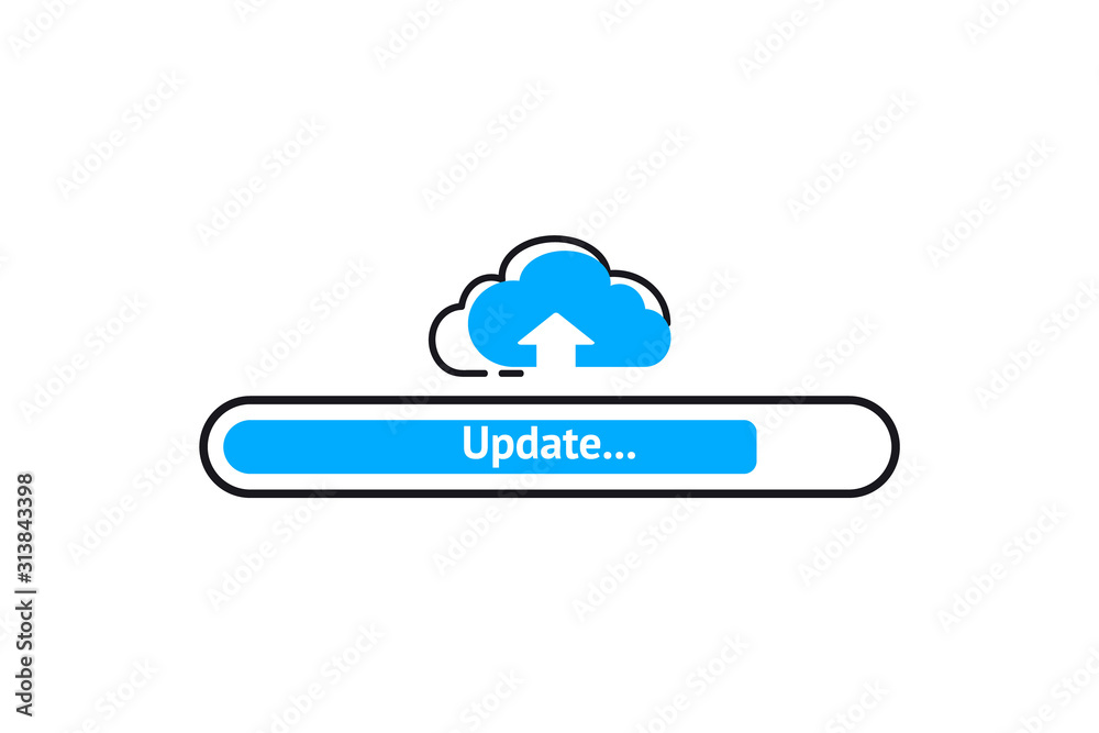 Poster software update. loading process. upgrade concept. vector illustration in flat style. upgrade update