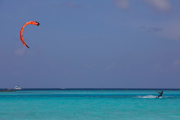 Kitesurfing at Paradise Island (Lankanfinolhu), Maldives