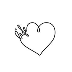 Tattoo in the shape of a heart and word life, inspirational lettering, print for clothes and logo design, t-shirt, emblem or logo design, continuous line drawing. Isolated vector