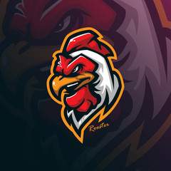 rooster mascot logo design vector with modern illustration concept style for badge, emblem and tshirt printing. angry rooster head illustration for sport team. © Ahmadbrutalism666