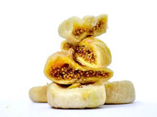 dry fig fruits on a white background