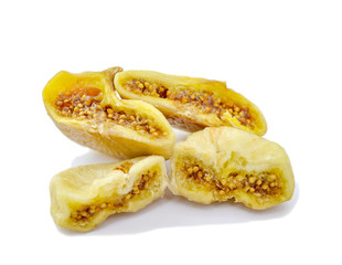 dry fig fruits on a white background