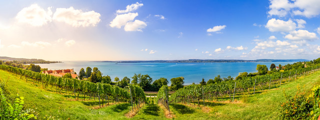 Bodensee Panorama in Birnau, Baden-Württemberg, Deutschland  - obrazy, fototapety, plakaty