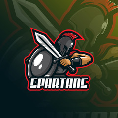 spartan mascot logo design vector with modern illustration concept style for badge, emblem and tshirt printing. angry spartan illustration for sport team.