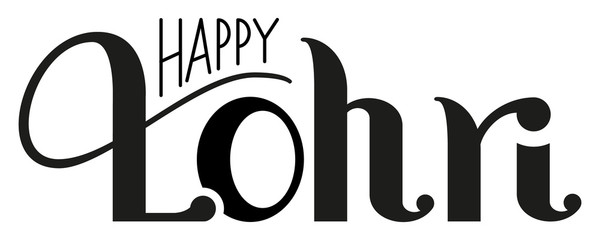 Happy Lohri lettering text indian holiday Punjabi festival for greeting card