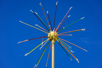 Needle lamp for street lighting in the dark with colored lights.