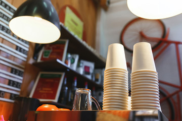 White paper coffee cups