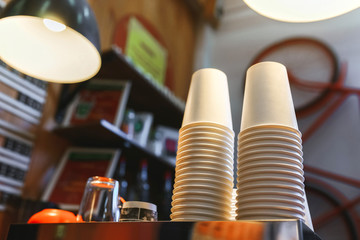 White paper coffee cups