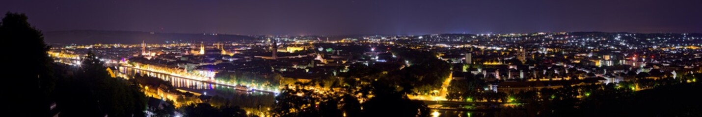 panorama of würzburg city at night