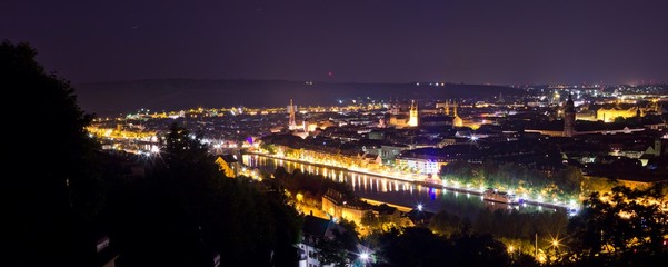 panorama of w&uuml;rzburg city at night