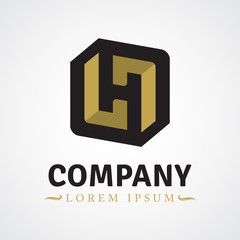 Obraz premium Golden L shape and black box