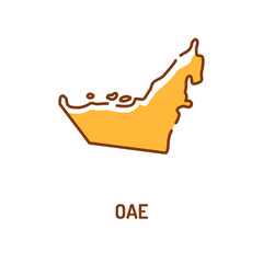 United Arab Emirates map color line icon. Border of the country. Pictogram for web page, mobile app, promo. UI UX GUI design element. Editable stroke.
