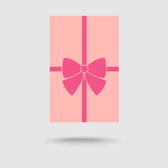 top view of gift box with pink bow,