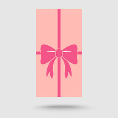 top view of gift box with pink bow,