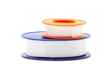 Thread sealing tape isolated on white background