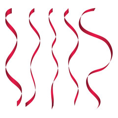 set of red ribbon banner icon