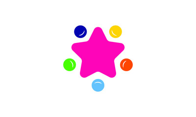 Elegant minimal colorful Star smile logo. It will be suitable for social and kids company or brand.