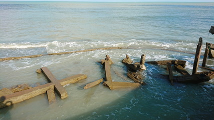 Destroy broken oldbuilding sea beach