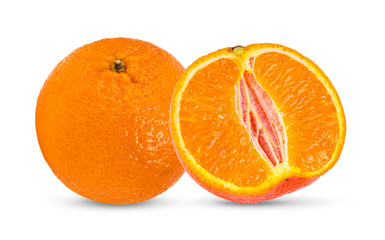 orange mandarin with leaf isolated on white background