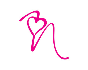 Letter N And Heart Logo Design Template 003