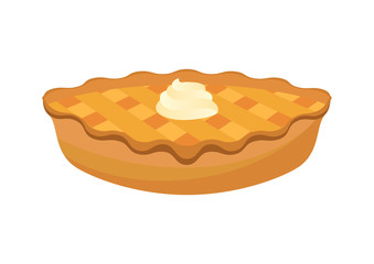 Classic american pie vector. Pie isolated on a white background. Cake with whipped cream vector. Apple Pie icon vector. Sweet Pie clip art