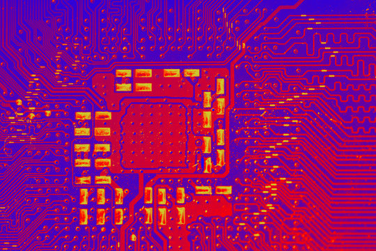 Infrared image of the computer's CPU. Thermal imaging examination