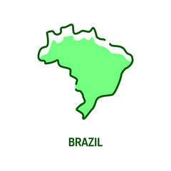 Brazil map color line icon. Border of the country. Pictogram for web page, mobile app, promo. UI UX GUI design element. Editable stroke.