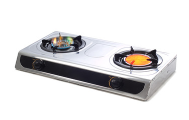 Fototapeta premium colorful flame burning of gas stove burners isolated