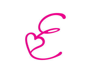 Letter E And Heart Logo Design Template 003