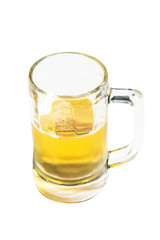 A half drunk beer glass isolated on background 