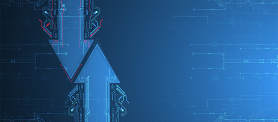 Abstract technology circuit board. Communication concept. Arrow theme.