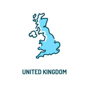 United Kingdom map color line icon. Border of the country. Pictogram for web page, mobile app, promo. UI UX GUI design element. Editable stroke.