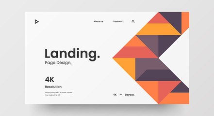 Creative horizontal website screen part for responsive web design project development. Abstract geometric pattern banner layout mock up. Corporate landing page block vector illustration template.