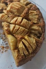 Backwerk, versunkener Apfelkuchen mit Nüssen, Elsässer Apfelkuchen