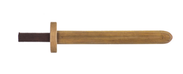 knight's wooden sword isolated on white background