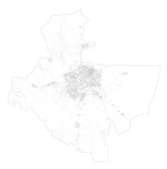 Satellite map of Baghdad towns and roads, buildings and connecting roads of surrounding areas, Iraq. Located along the Tigris River