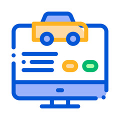 Computer Site for Calling Online Taxi Icon Vector Thin Line. Contour Illustration