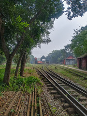 Rail line photo from platform in Bangladesh 