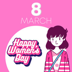 Cute girl, happy women's day